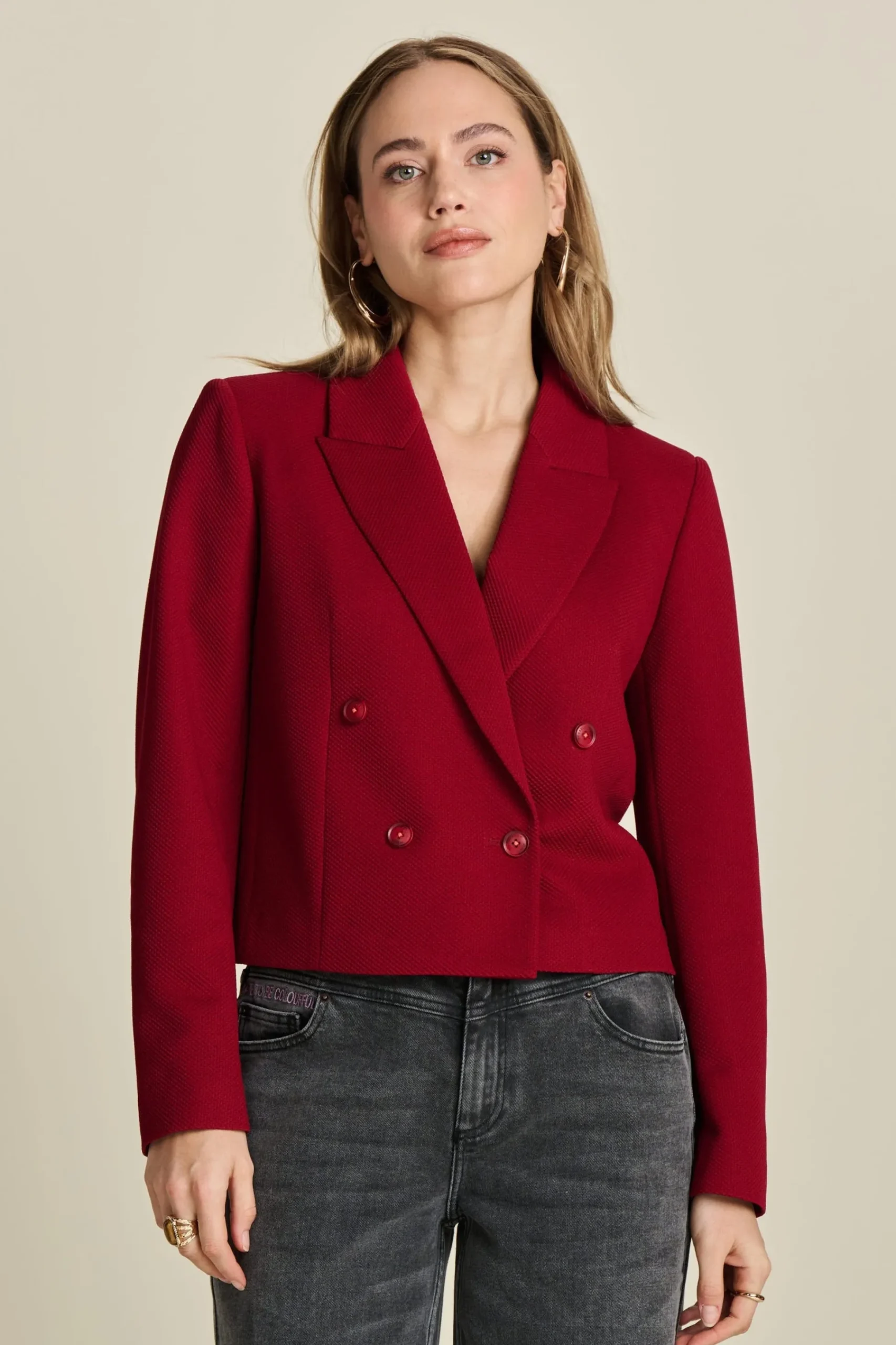 Co-Ords|Suits>POM Amsterdam BLAZER Short Burgundy Red