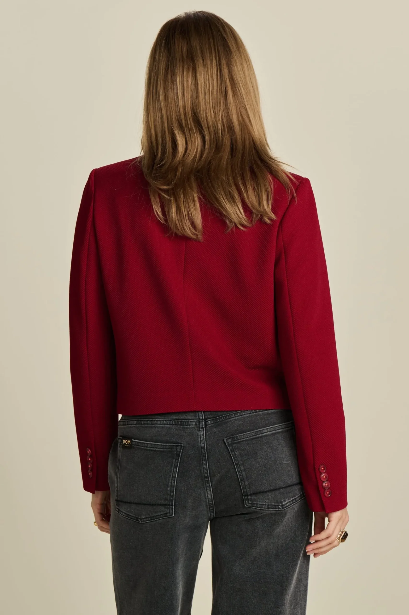 Co-Ords|Suits>POM Amsterdam BLAZER Short Burgundy Red