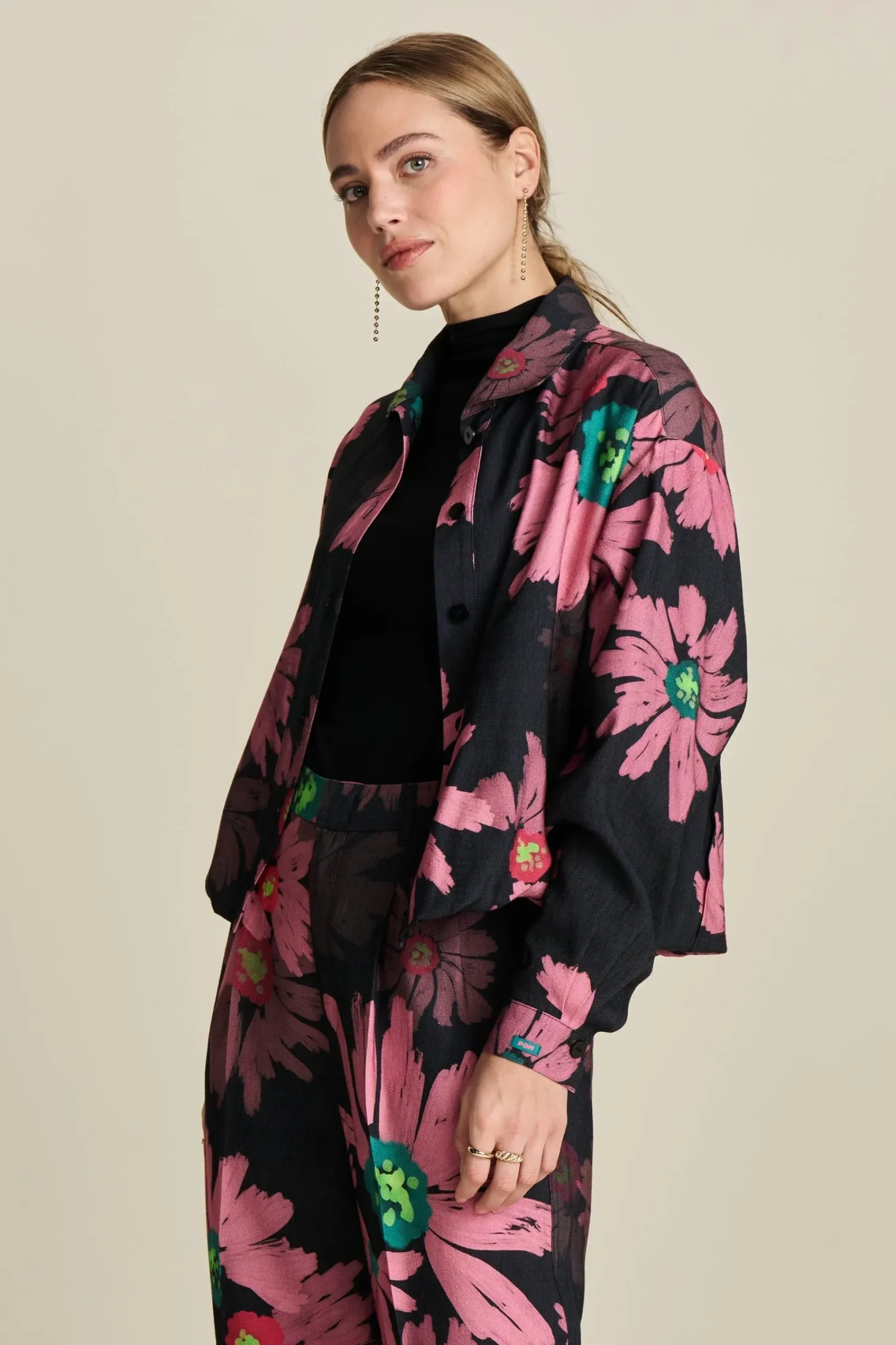 Co-Ords|Blouses>POM Amsterdam BLOUSE Big Blooming Pink