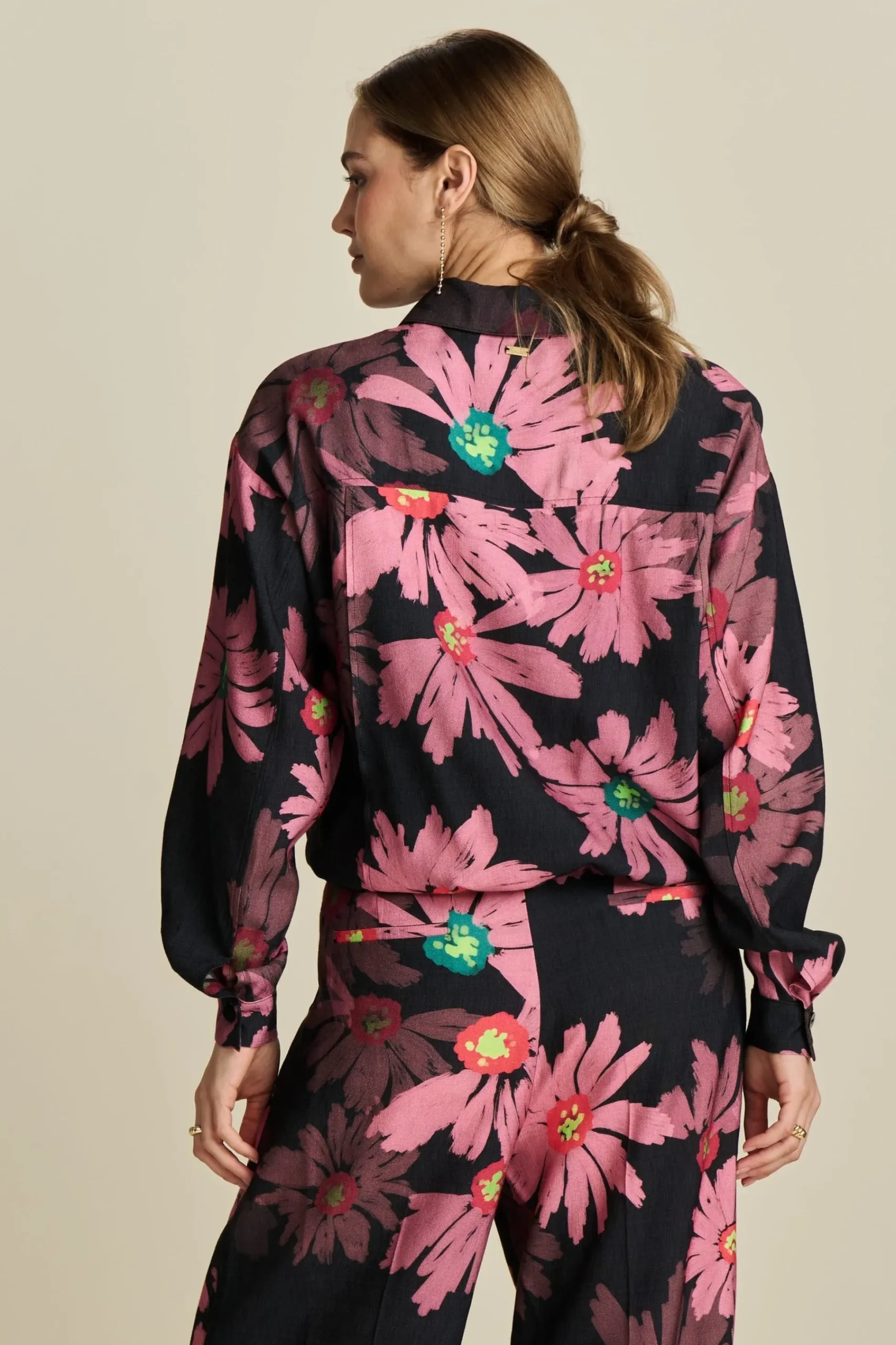 Co-Ords|Blouses>POM Amsterdam BLOUSE Big Blooming Pink