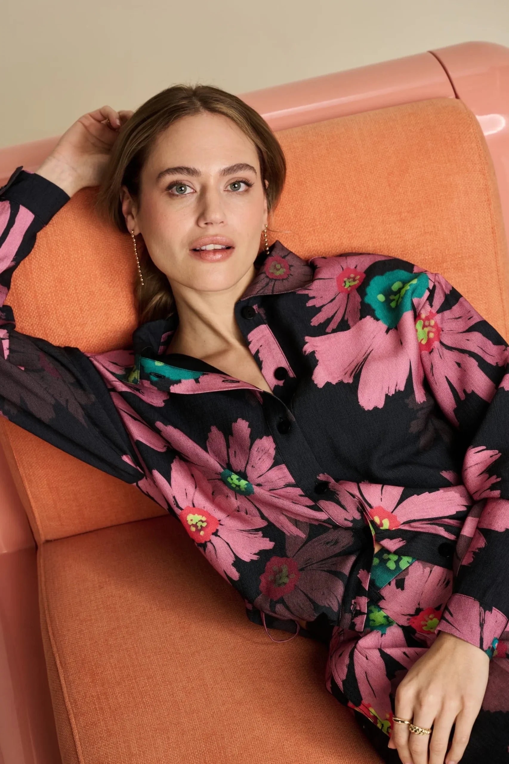 Co-Ords|Blouses>POM Amsterdam BLOUSE Big Blooming Pink