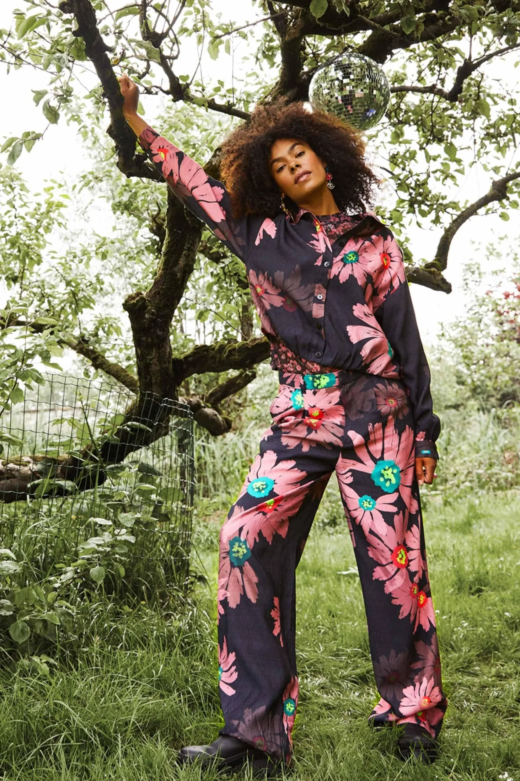 Co-Ords|Blouses>POM Amsterdam BLOUSE Big Blooming Pink