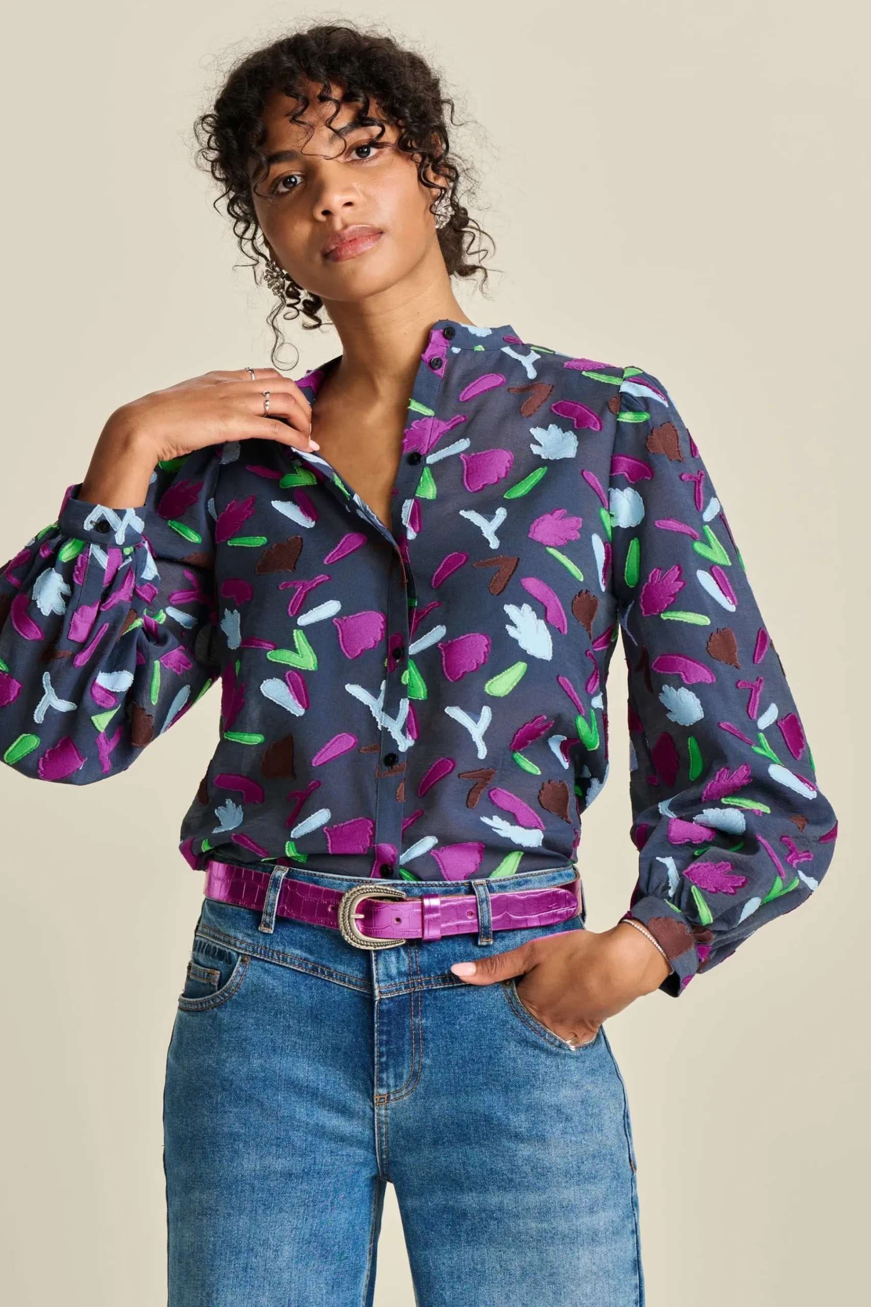 Blouses>POM Amsterdam BLOUSE Featherfest Blue
