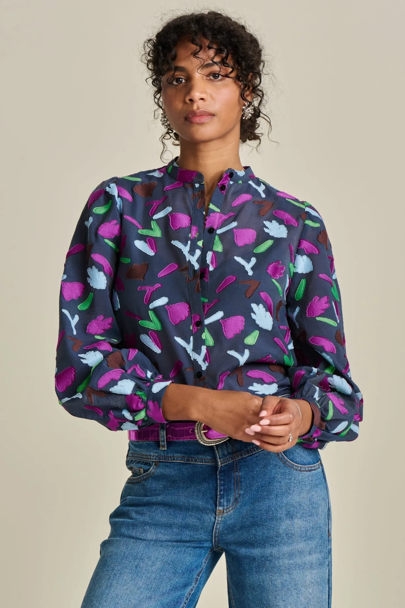Blouses>POM Amsterdam BLOUSE Featherfest Blue