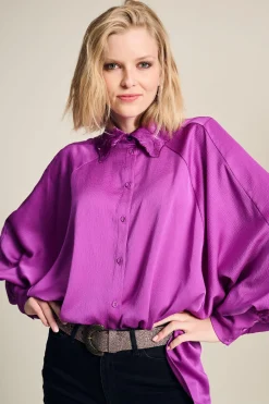 Blouses>POM Amsterdam BLOUSE Feathers Cactus Pink