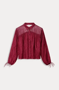 Blouses>POM Amsterdam BLOUSE Jacquard Burgundy Red