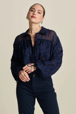 Blouses>POM Amsterdam BLOUSE Jacquard Midnight Blue