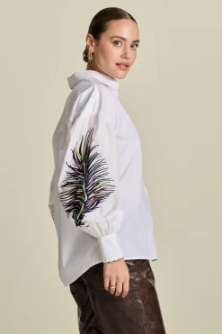 Blouses>POM Amsterdam BLOUSE Maxime Feather White