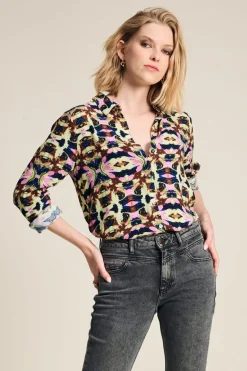 Blouses>POM Amsterdam BLOUSE Mila Butterfly Sky