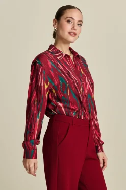 Blouses>POM Amsterdam BLOUSE Milly Woody Burgundy Red