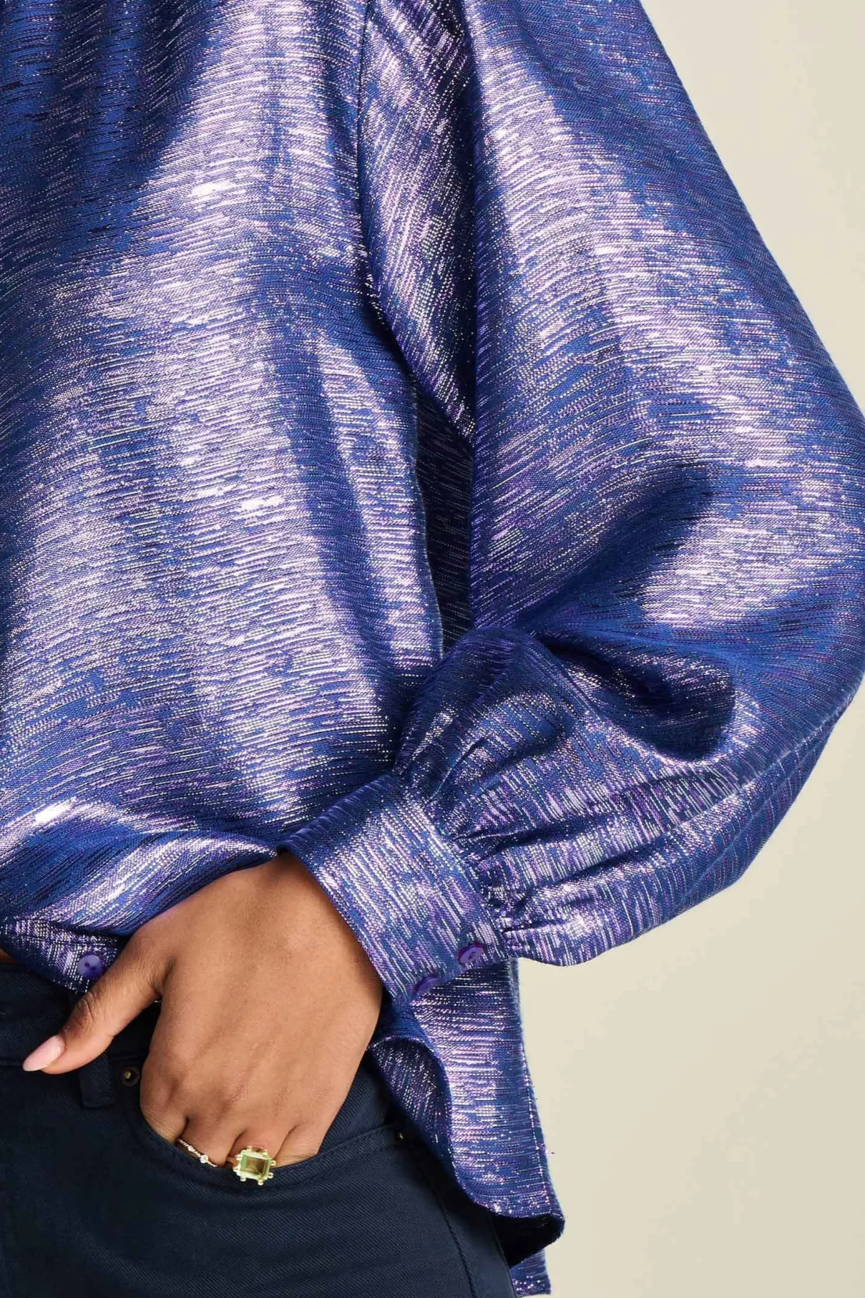 Blouses>POM Amsterdam BLOUSE Violet Festive Blue