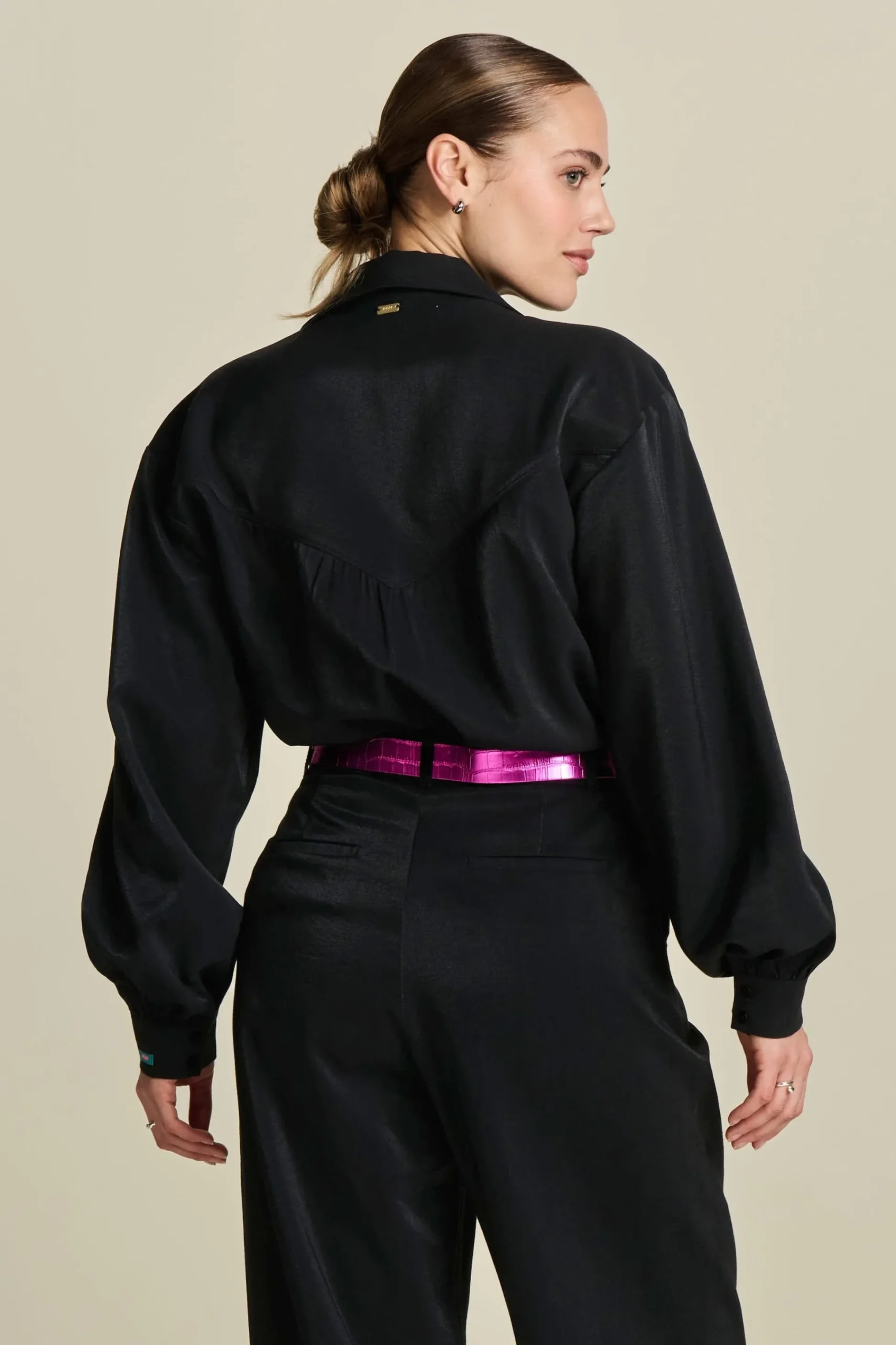 Co-Ords|Blouses>POM Amsterdam BLOUSE Violet Shimmer Black