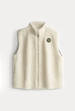 Gilets|Jassen & Blazers>POM Amsterdam GILET Teddy Love Ecru