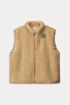 Gilets|Jassen & Blazers>POM Amsterdam GILET Teddy Love Vintage Brown
