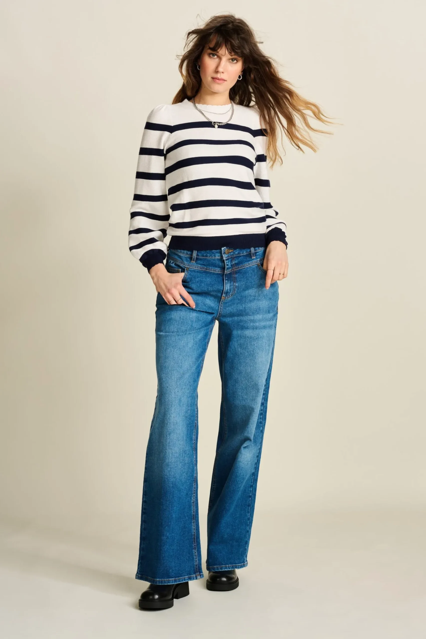 Jeans|Broeken>POM Amsterdam JEANS Wide Leg Vintage Blue