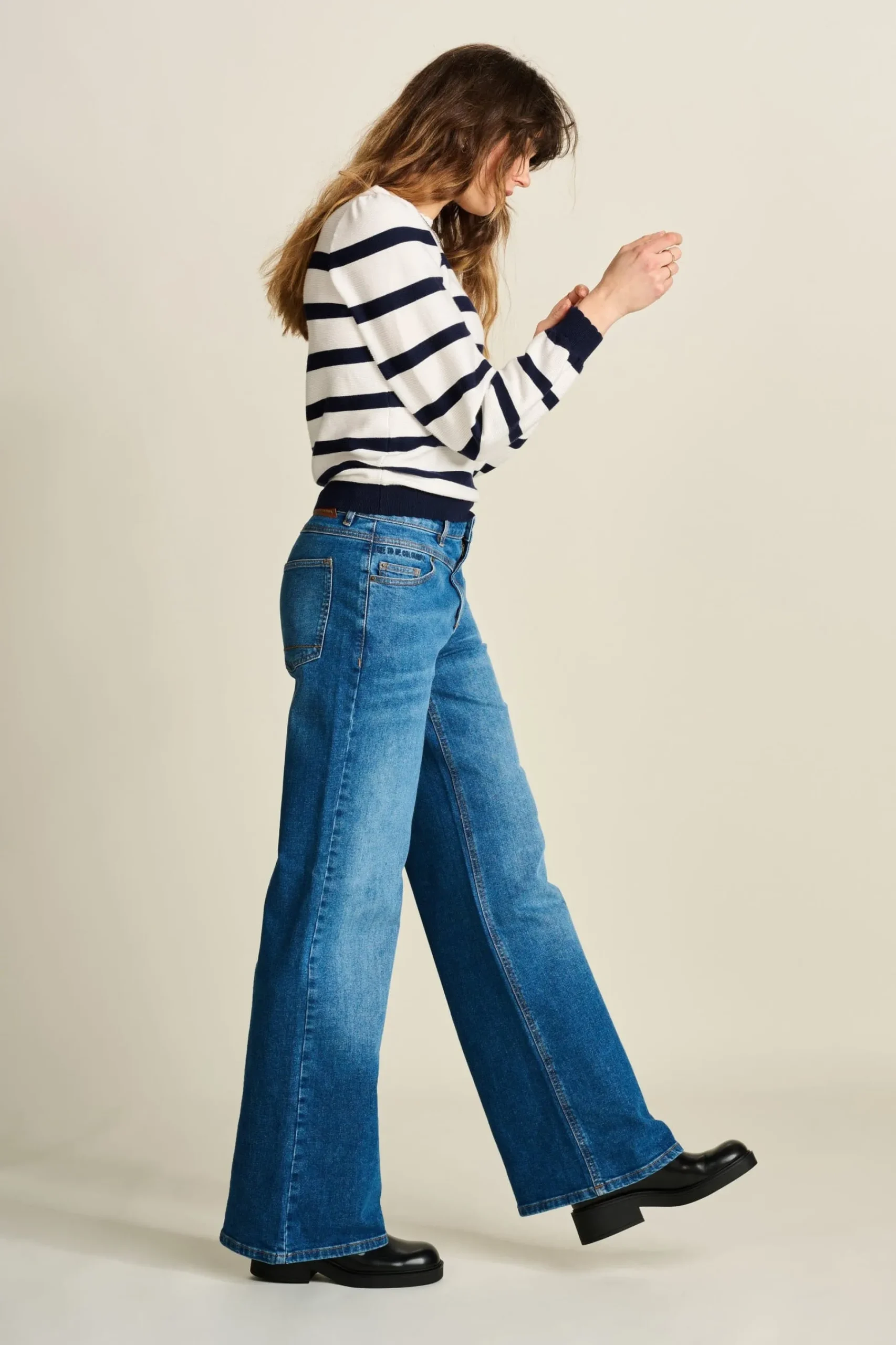 Jeans|Broeken>POM Amsterdam JEANS Wide Leg Vintage Blue