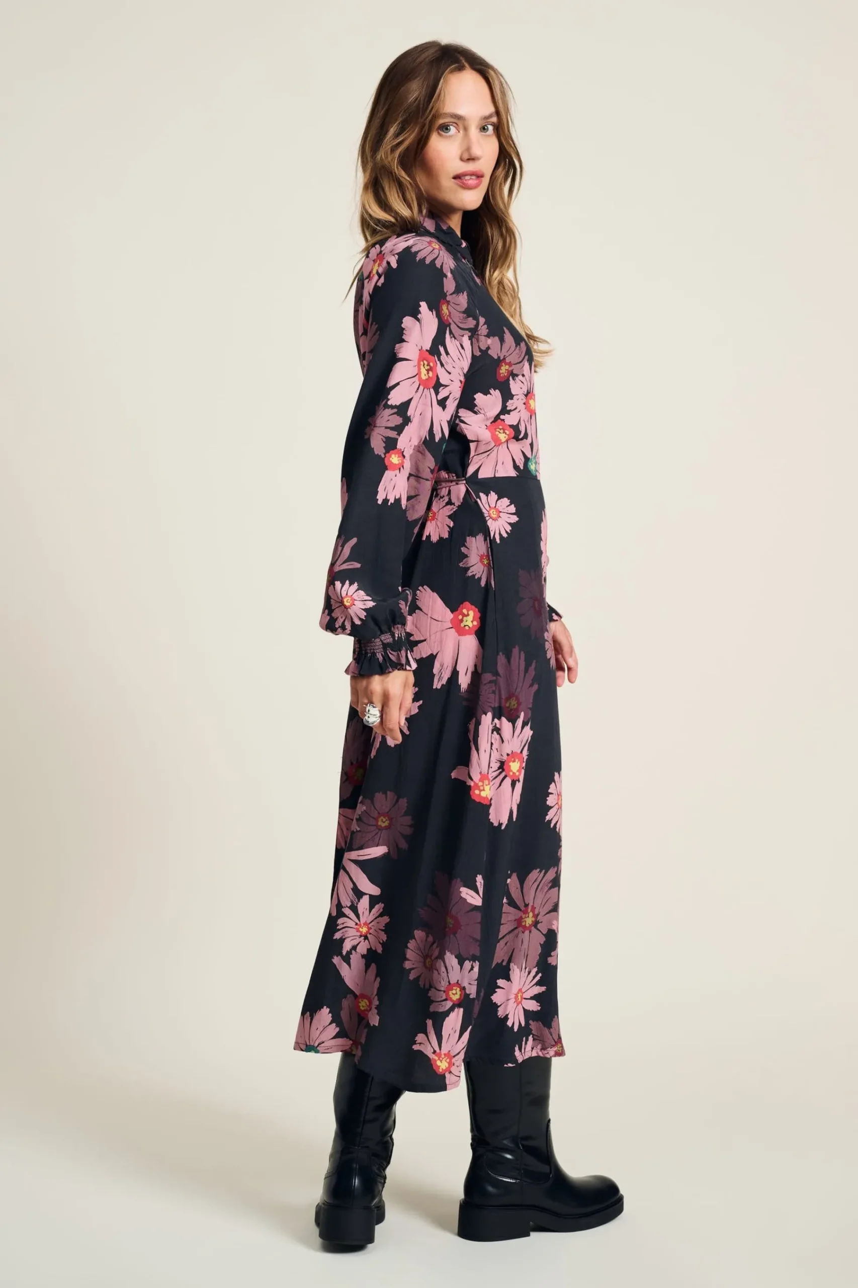 Jurken>POM Amsterdam JURK Big Blooming Pink