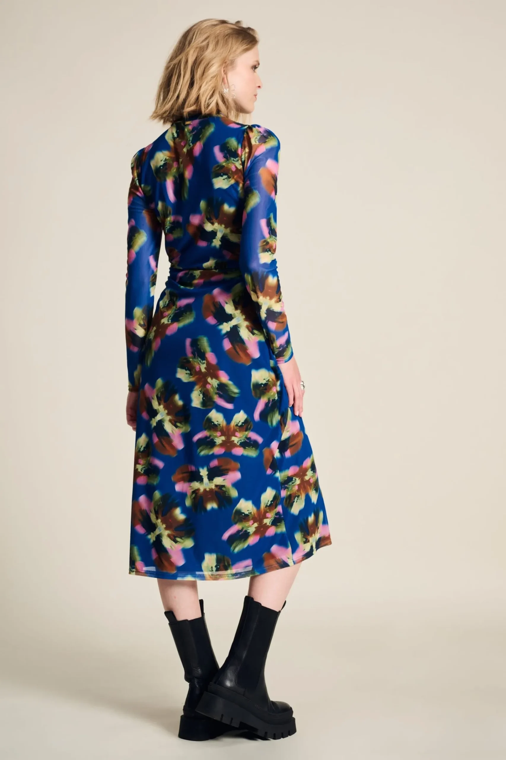 Jurken>POM Amsterdam JURK Mesh Butterfly Blue