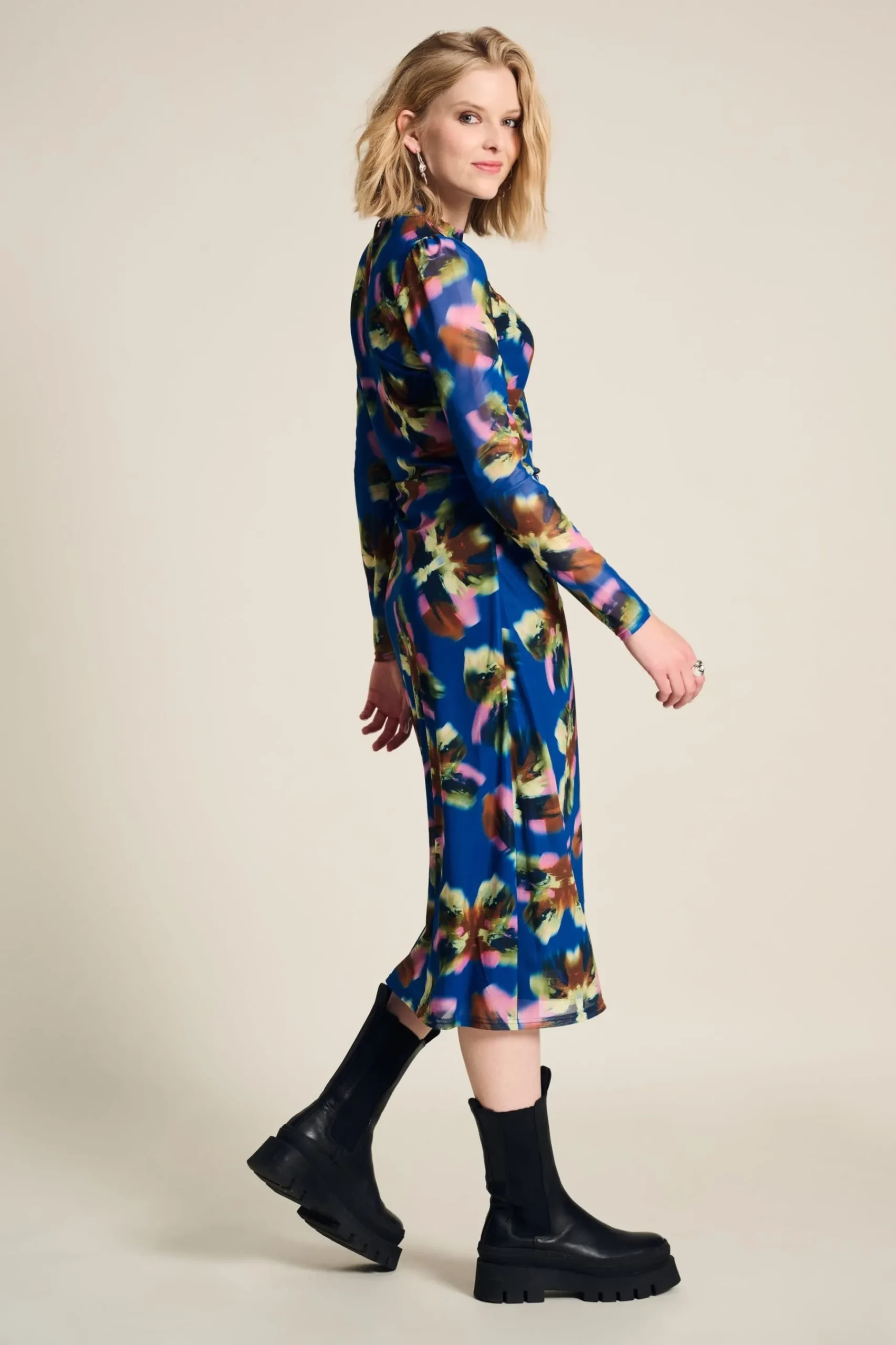 Jurken>POM Amsterdam JURK Mesh Butterfly Blue