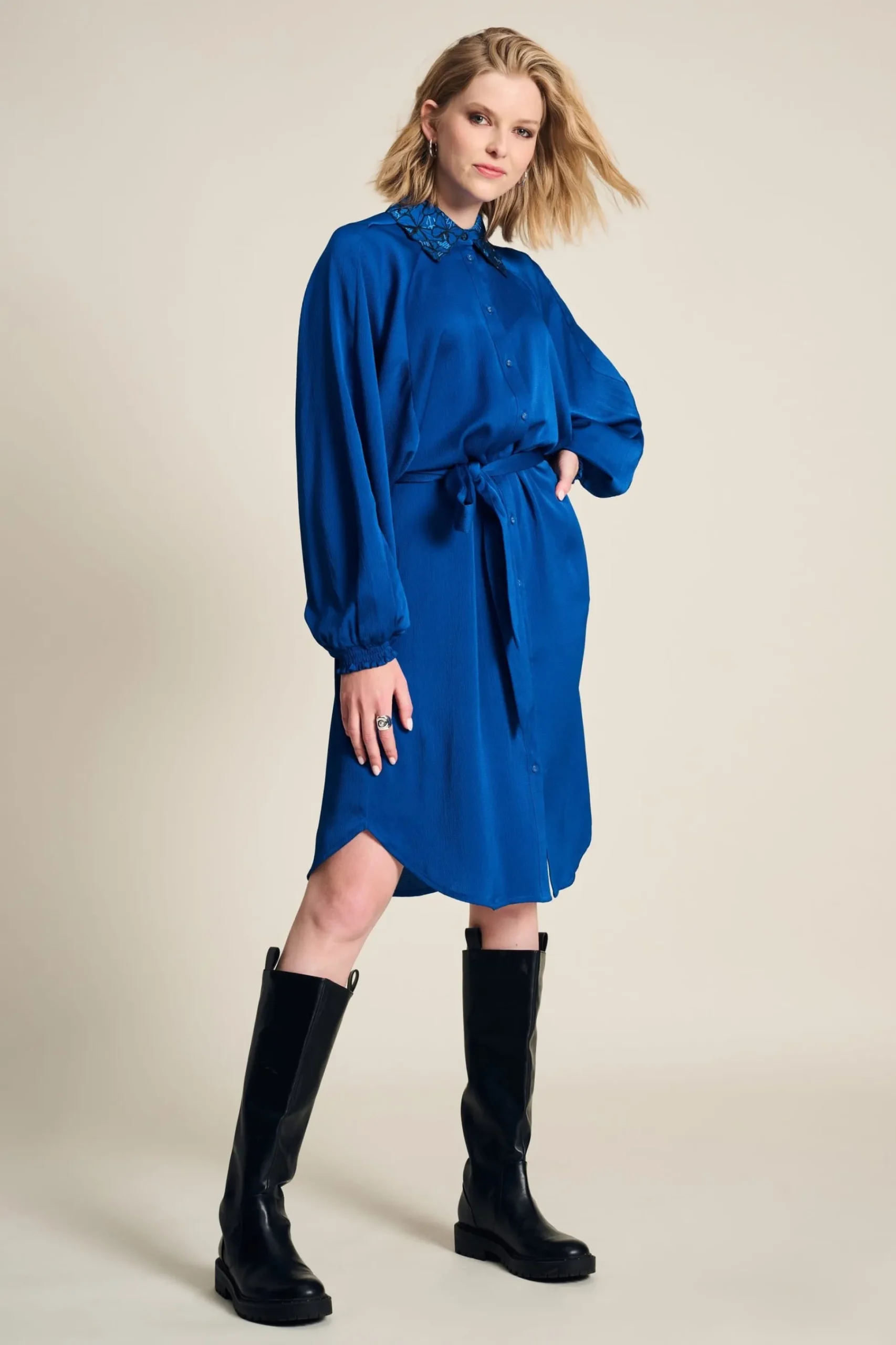 Jurken>POM Amsterdam JURK Butterfly Bright Blue
