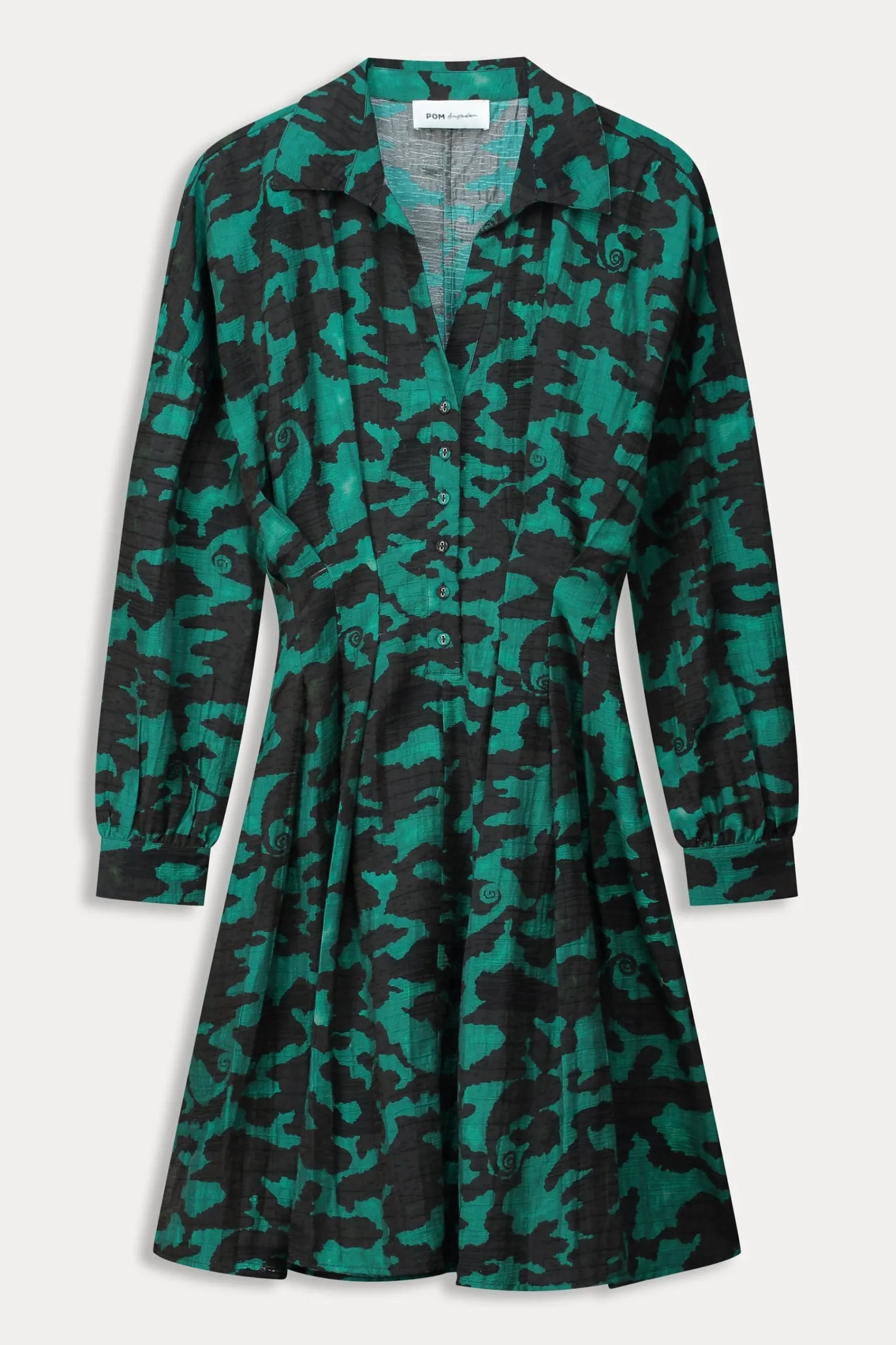 Jurken>POM Amsterdam JURK Camo Teal Green