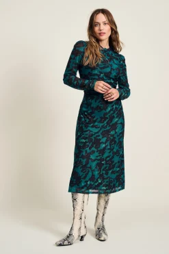 Jurken>POM Amsterdam JURK Mesh Camo Teal Green