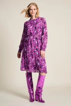 Jurken>POM Amsterdam JURK Featherfest Cactus Pink