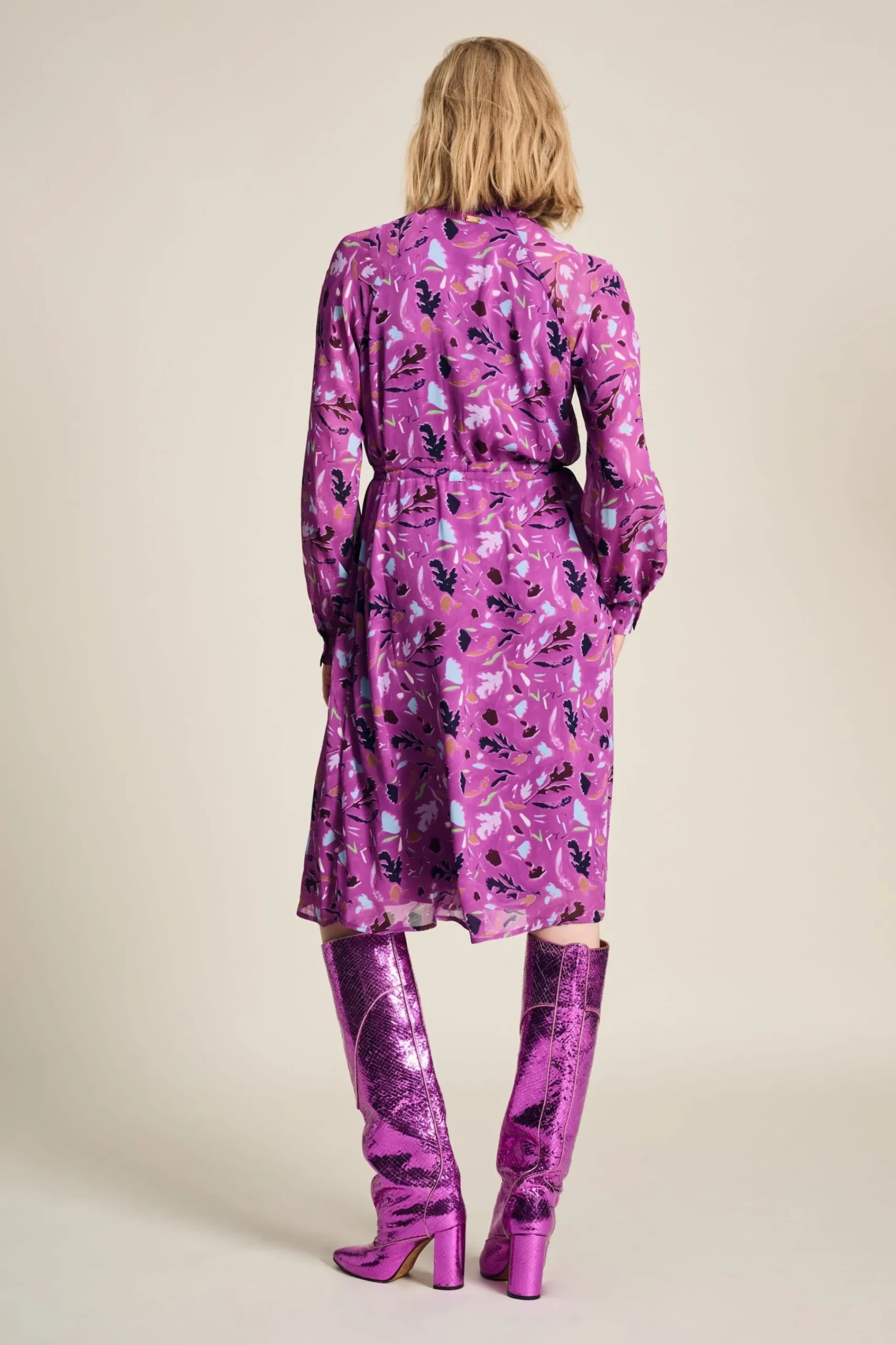 Jurken>POM Amsterdam JURK Featherfest Cactus Pink
