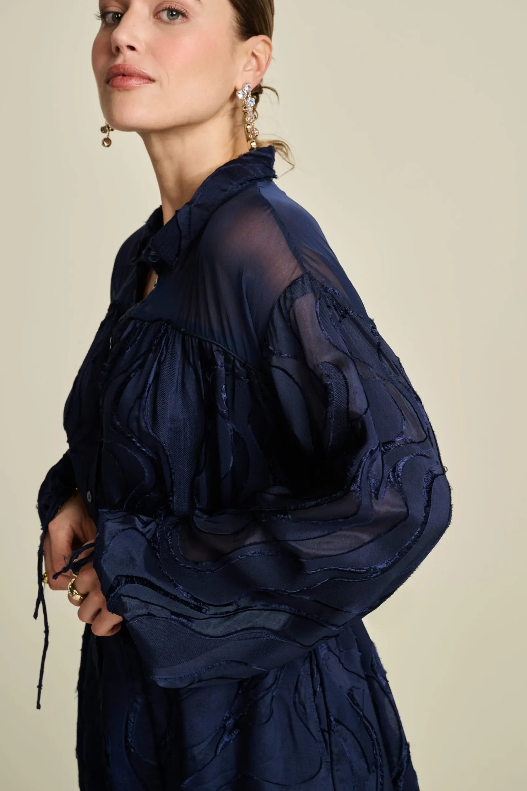 Jurken>POM Amsterdam JURK Jacquard Midnight Blue