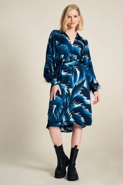 Jurken>POM Amsterdam JURK Jada Feathers Blue