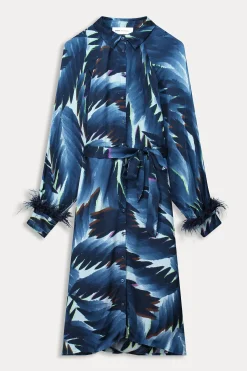 Jurken>POM Amsterdam JURK Jada Feathers Blue