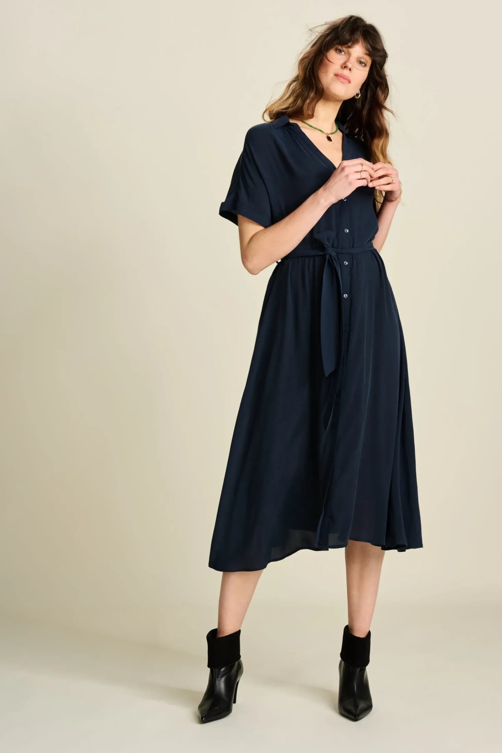 Jurken>POM Amsterdam JURK Lynn Dark Navy