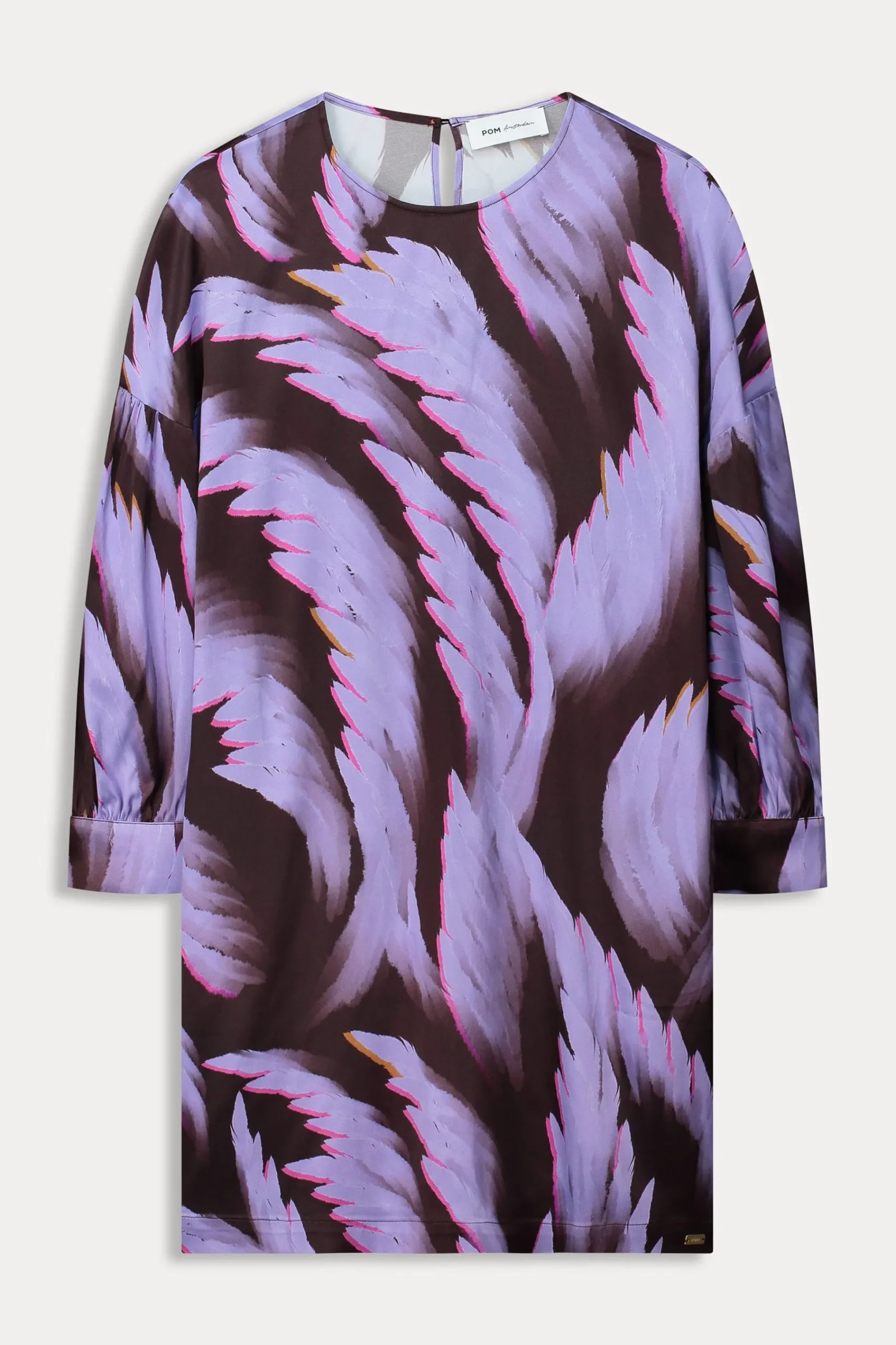 Jurken>POM Amsterdam JURK Satin Feathers Brown