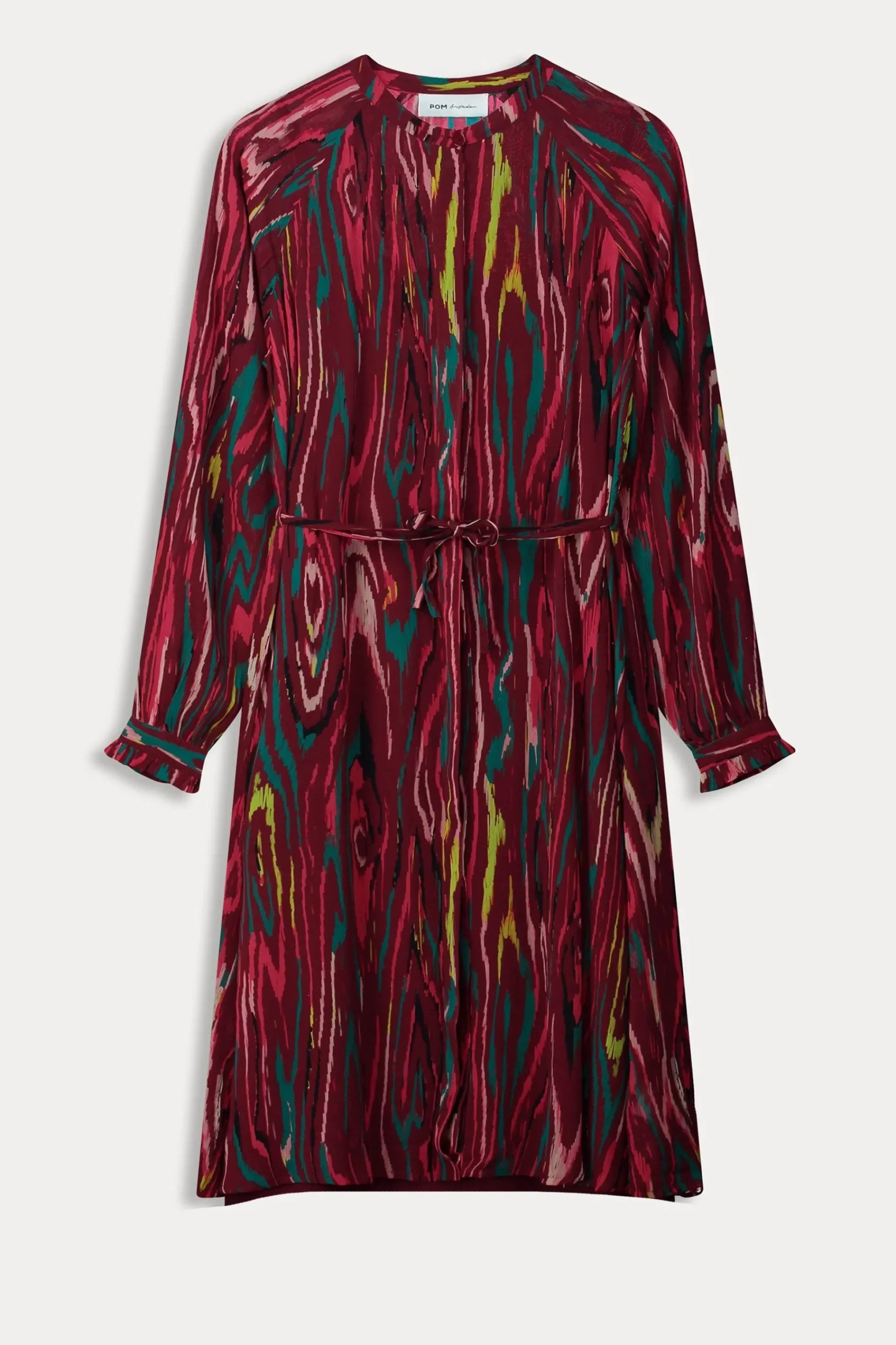 Jurken>POM Amsterdam JURK Woody Burgundy Red