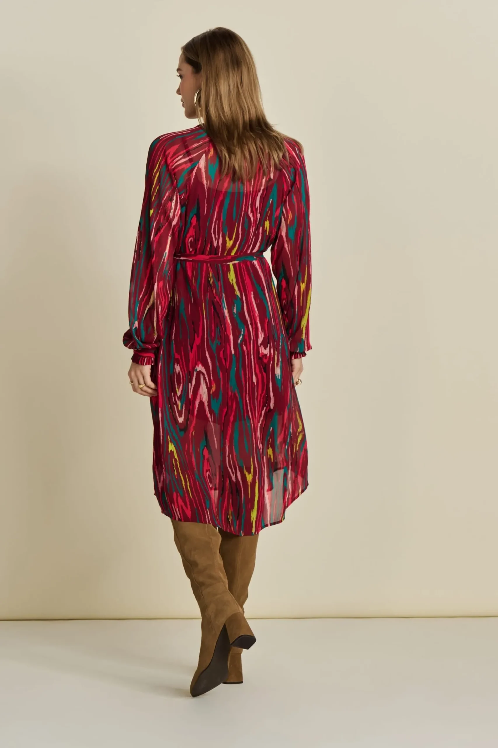 Jurken>POM Amsterdam JURK Woody Burgundy Red
