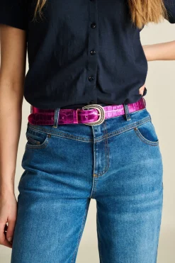 Riemen>POM Amsterdam RIEM Metallic Fuchsia Croco