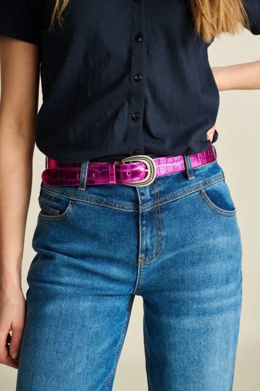 Riemen>POM Amsterdam RIEM Metallic Fuchsia Croco
