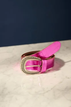 Riemen>POM Amsterdam RIEM Metallic Fuchsia Croco