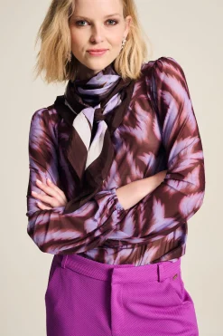 Sjaals>POM Amsterdam SJAAL Silk Feathers Brown