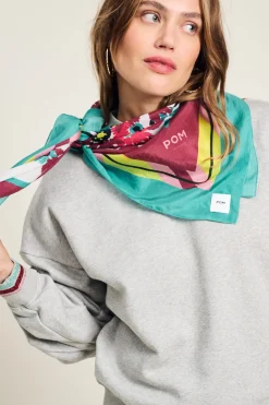 Sjaals>POM Amsterdam SJAAL Silk Floral Green