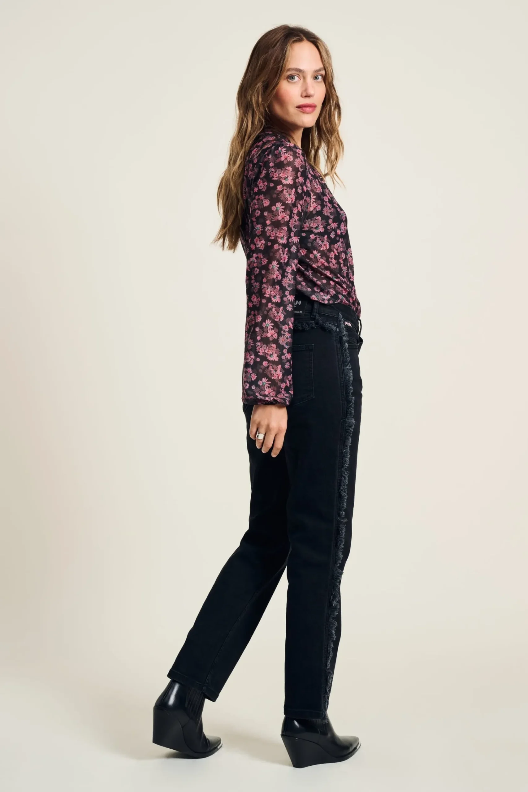 Tops & Turtlenecks>POM Amsterdam TOP Mesh Blooming Pink