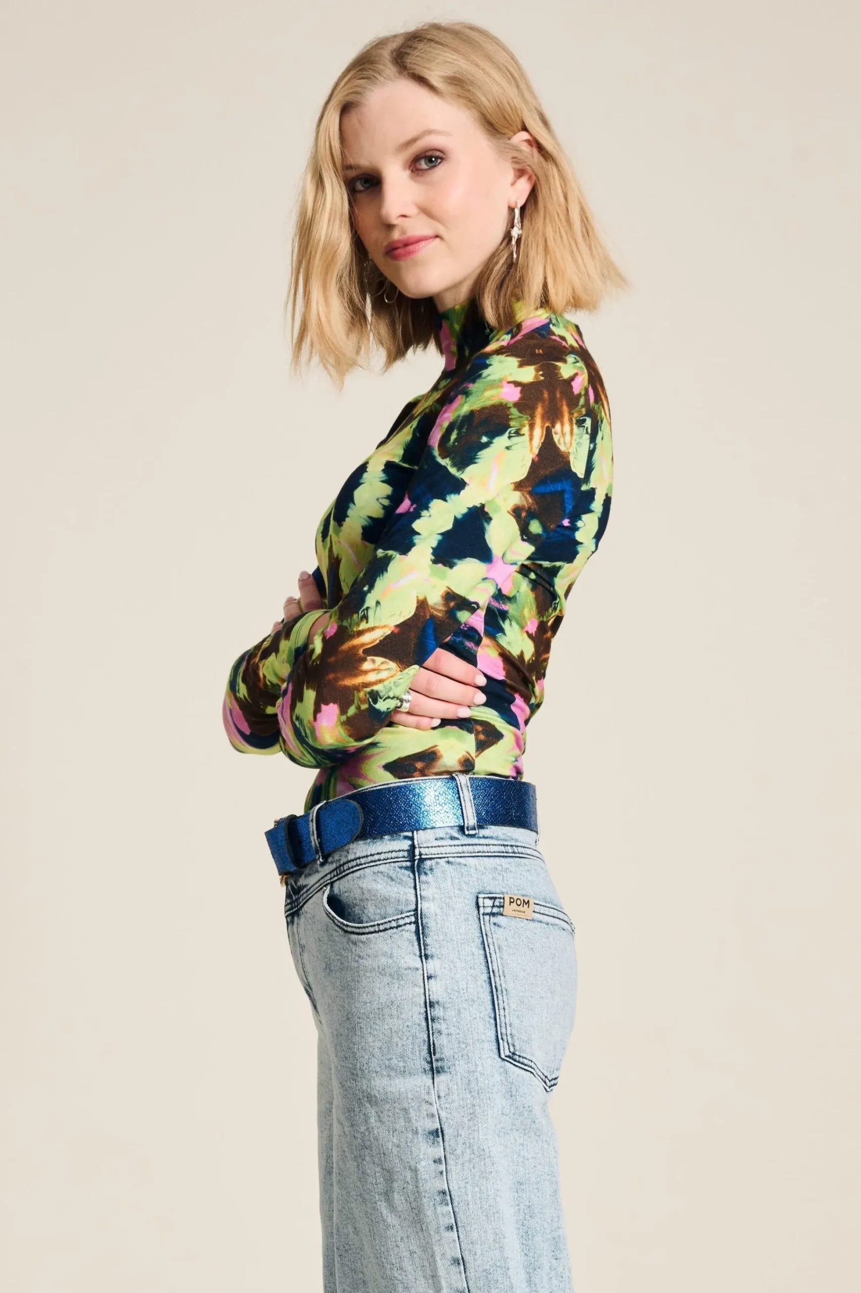 Tops & Turtlenecks>POM Amsterdam TOP Butterfly Sky