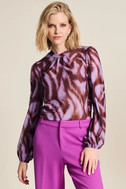 Tops & Turtlenecks>POM Amsterdam TOP Feathers Brown