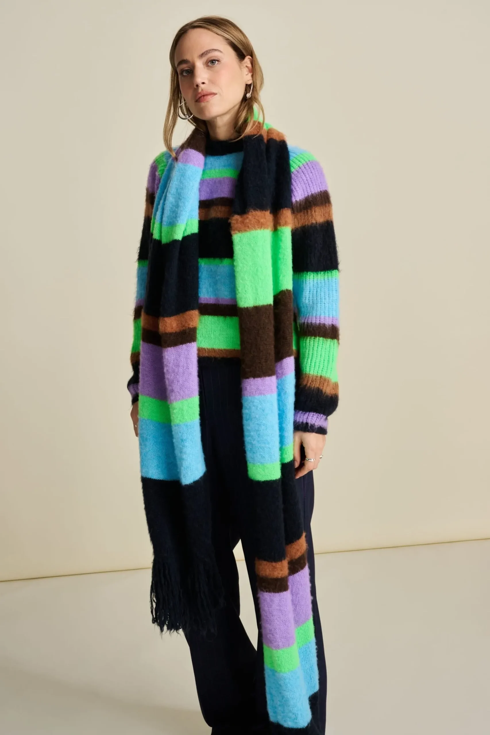 Truien & Vesten>POM Amsterdam TRUI Brushed Stripes
