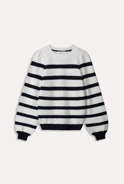 Truien & Vesten>POM Amsterdam TRUI Lucy Dark Navy Striped Dark navy