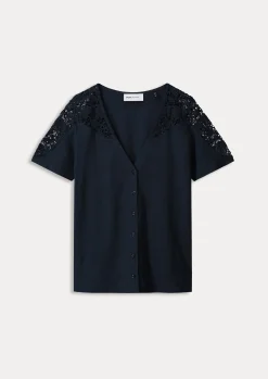 Tops & Turtlenecks>POM Amsterdam TSHIRT Ellen Dark Navy