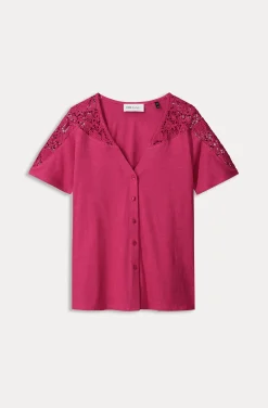 Tops & Turtlenecks>POM Amsterdam TSHIRT Ellen Fuchsia