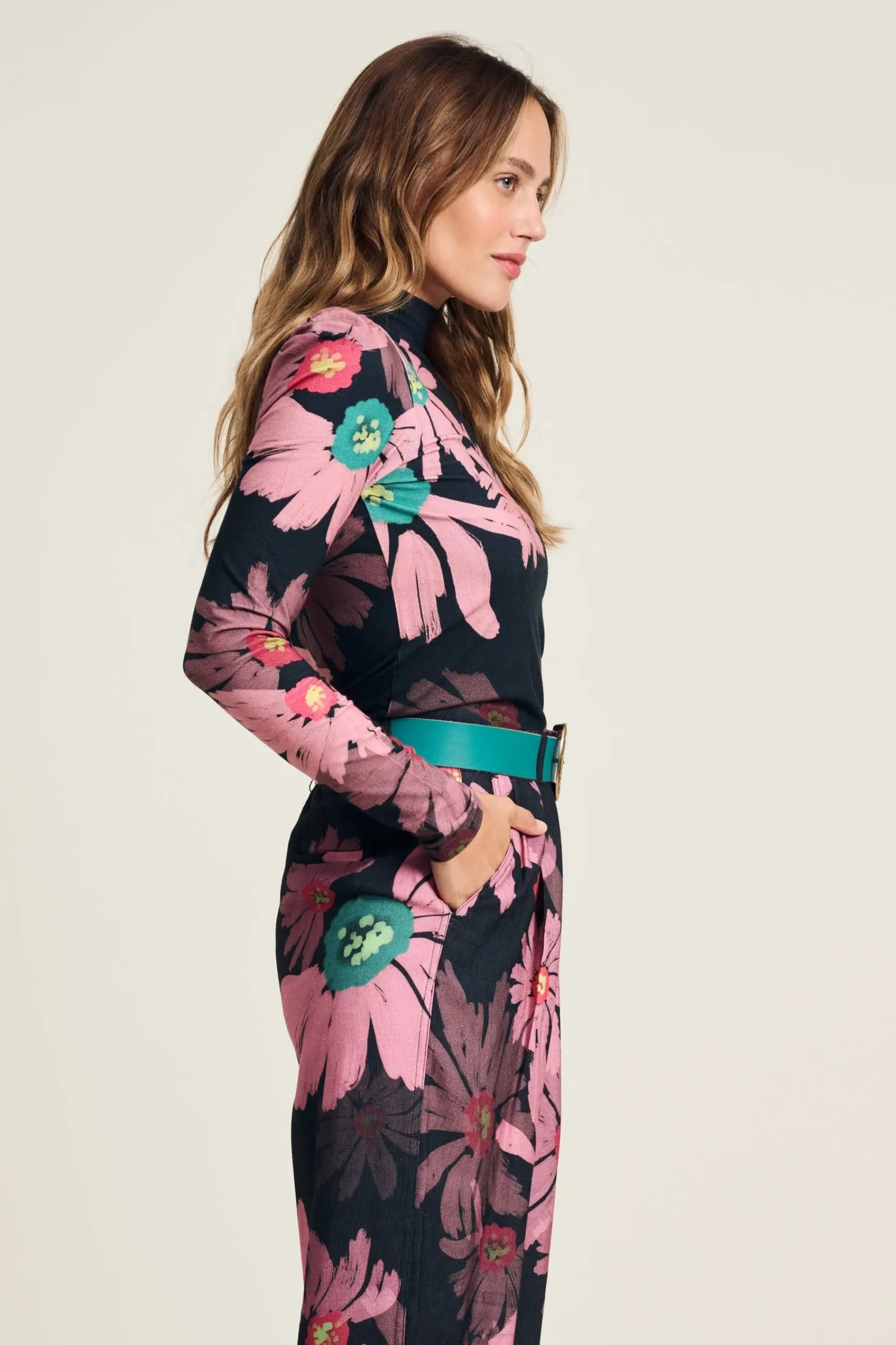 Tops & Turtlenecks>POM Amsterdam TURTLENECK Big Blooming Pink